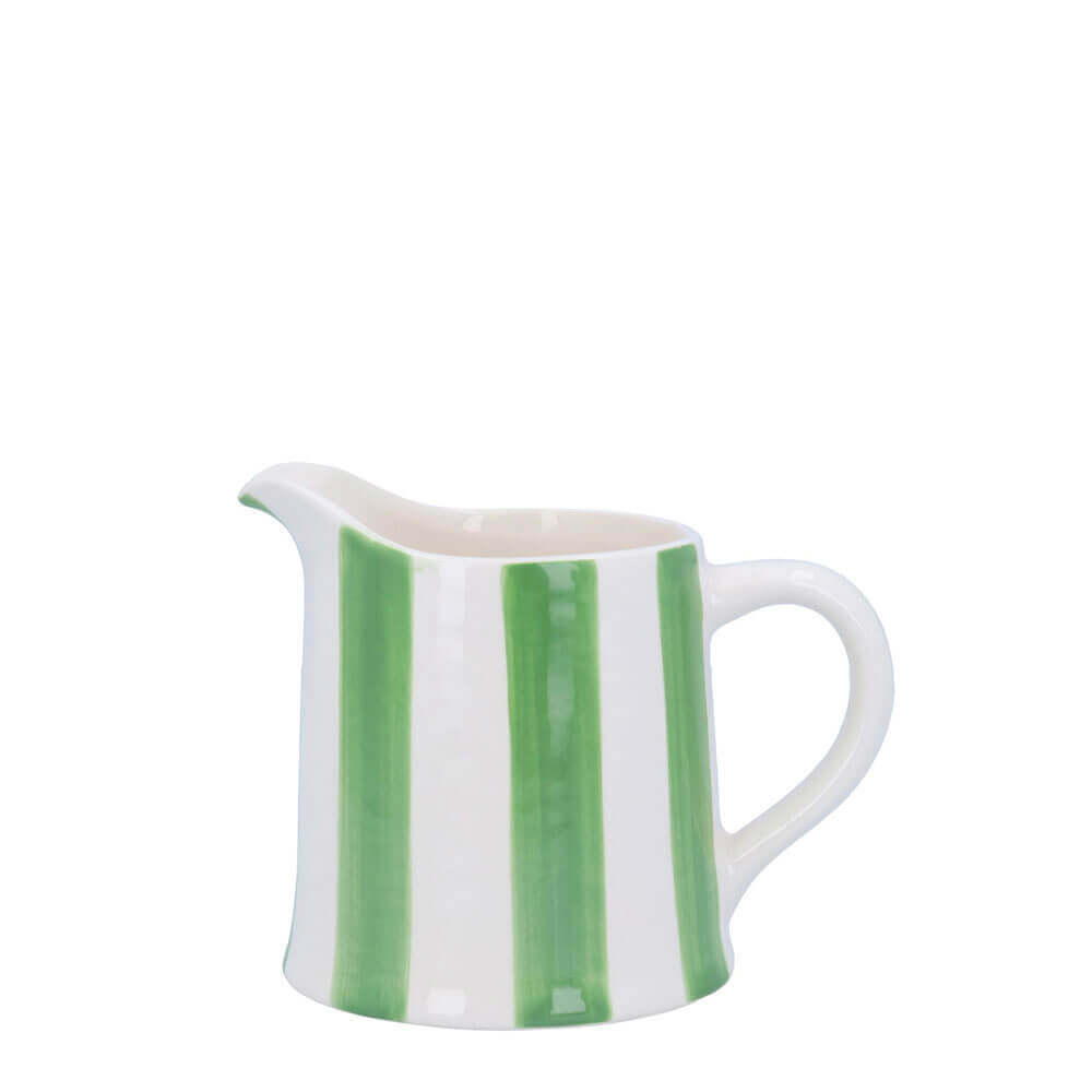 Gisela Graham Stoneware Creamer Jug Green Stripe